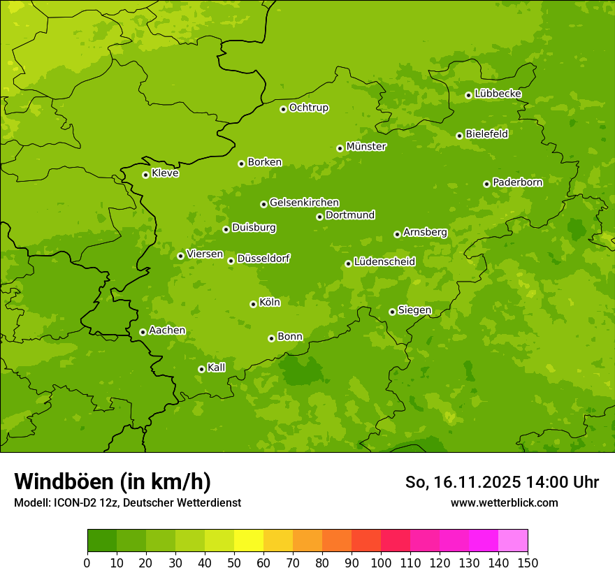 Modellkarten Windgeschwindigkeit