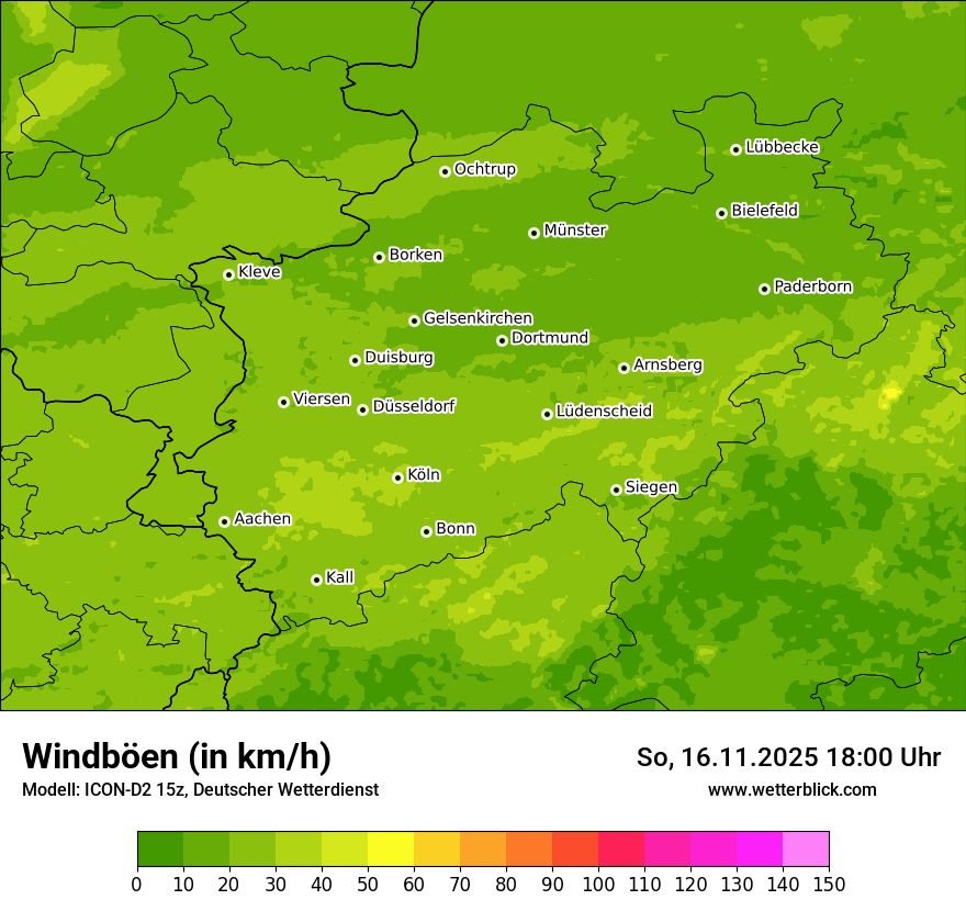 Modellkarten Windgeschwindigkeit