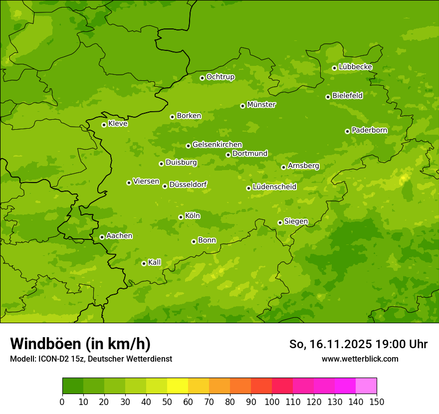 Modellkarten Windgeschwindigkeit