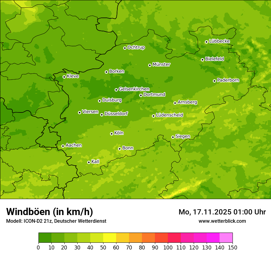 Modellkarten Windgeschwindigkeit