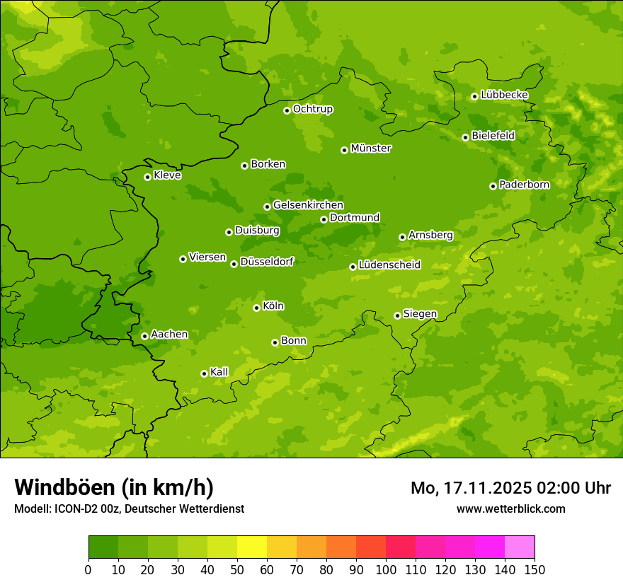 Modellkarten Windgeschwindigkeit