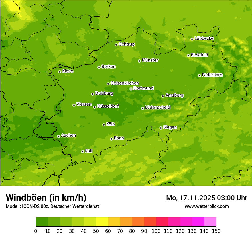 Modellkarten Windgeschwindigkeit