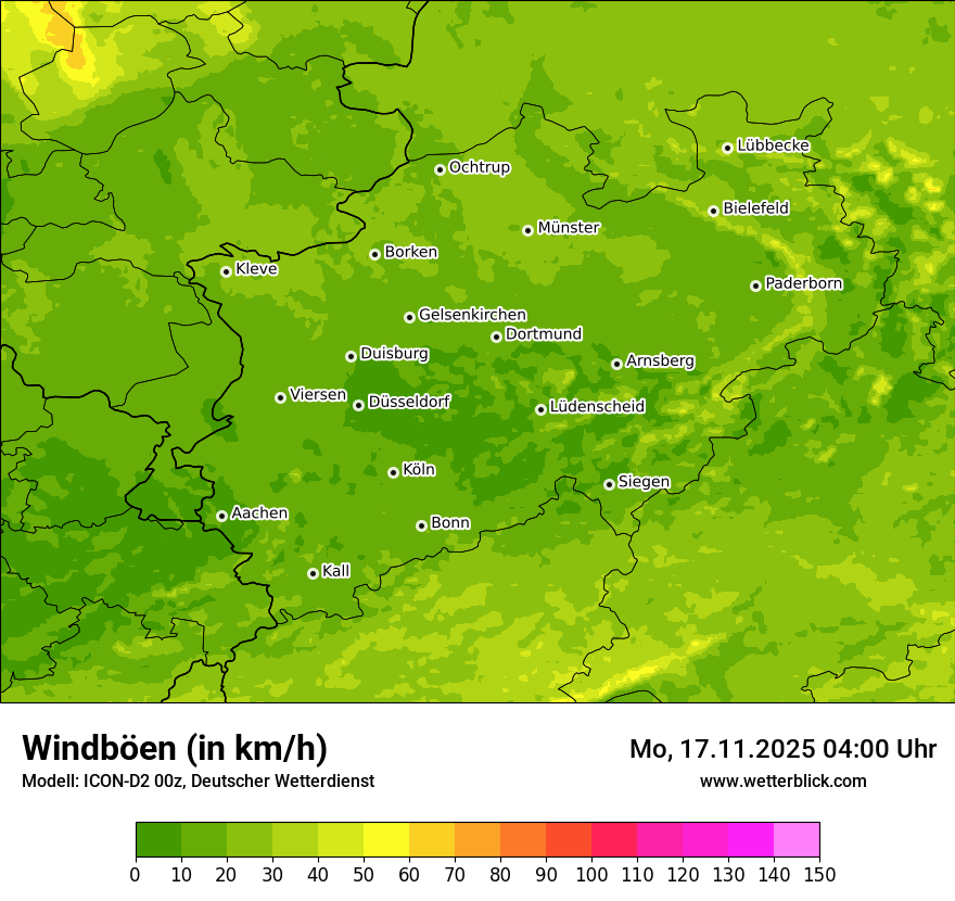Modellkarten Windgeschwindigkeit
