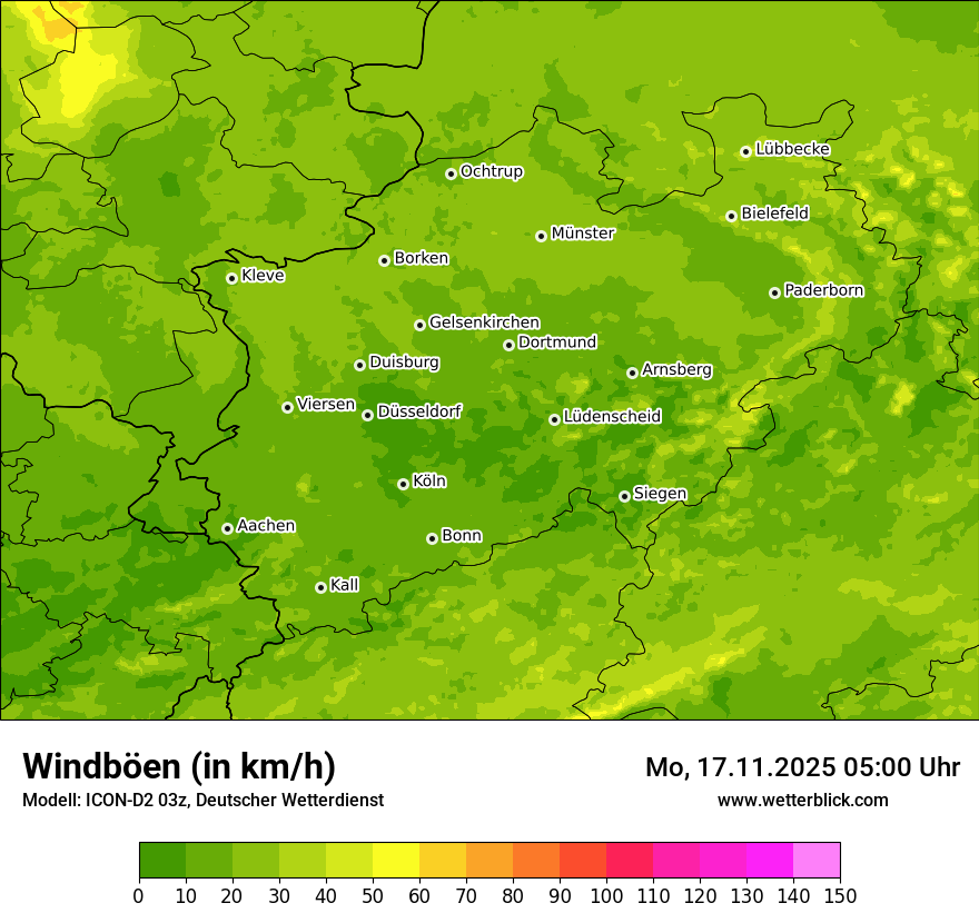 Modellkarten Windgeschwindigkeit