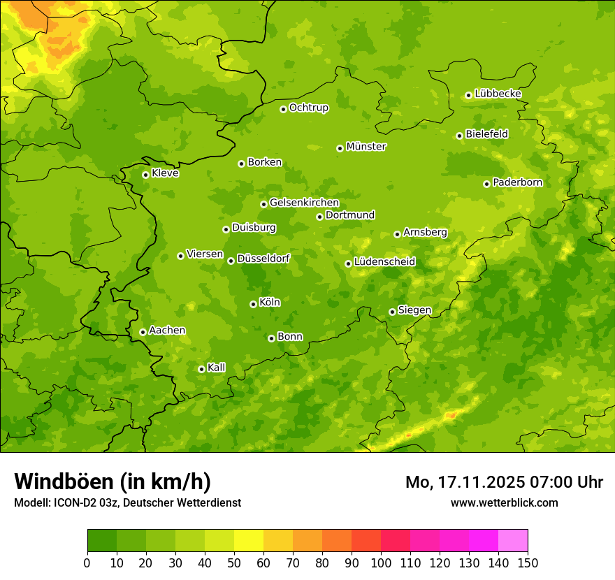 Modellkarten Windgeschwindigkeit