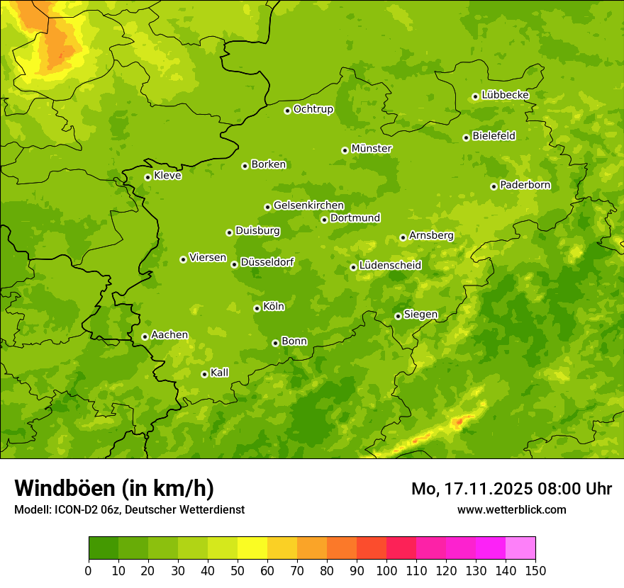 Modellkarten Windgeschwindigkeit