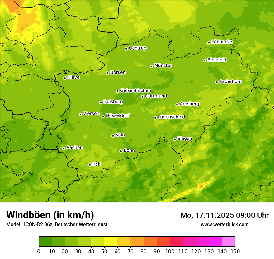 Modellkarten Windgeschwindigkeit