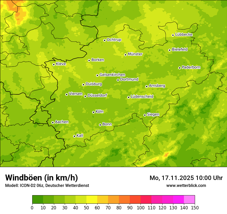 Modellkarten Windgeschwindigkeit