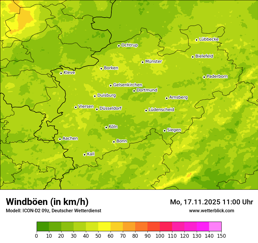 Modellkarten Windgeschwindigkeit