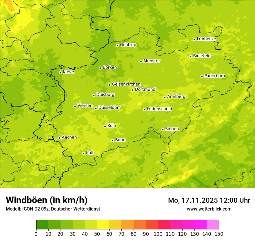 Modellkarten Windgeschwindigkeit