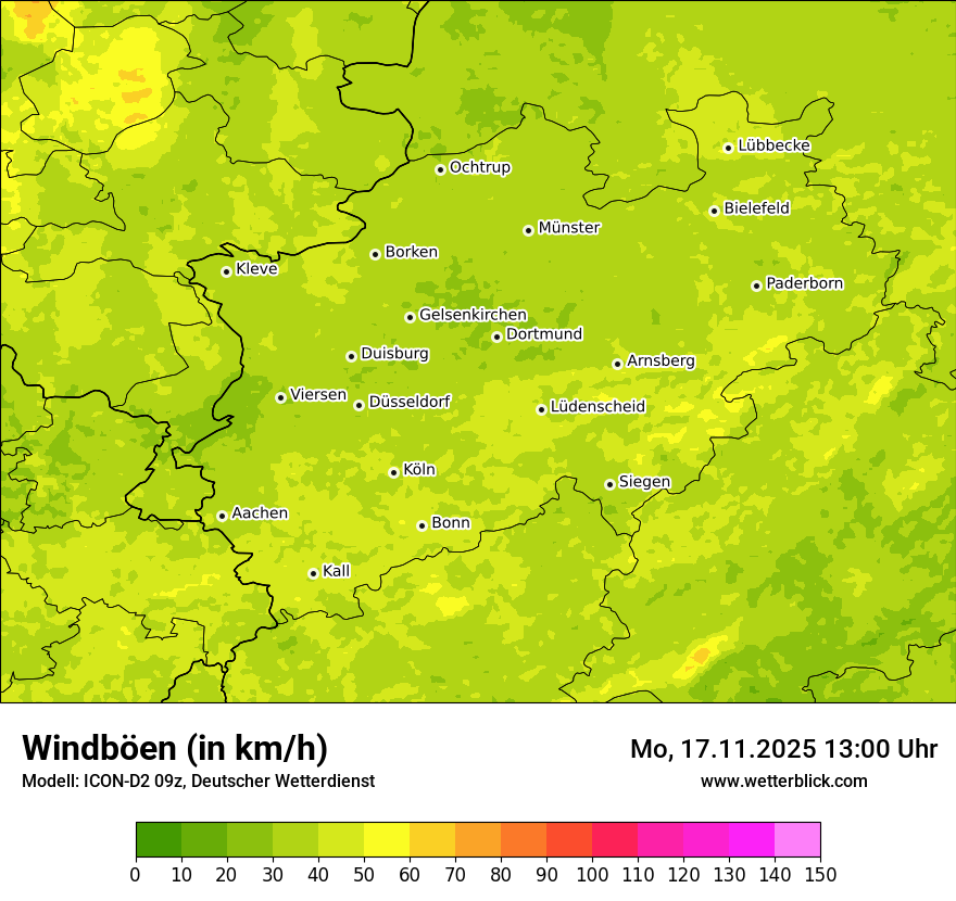 Modellkarten Windgeschwindigkeit