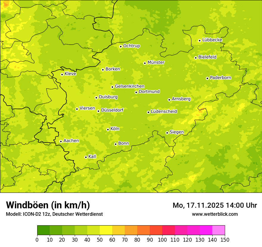 Modellkarten Windgeschwindigkeit