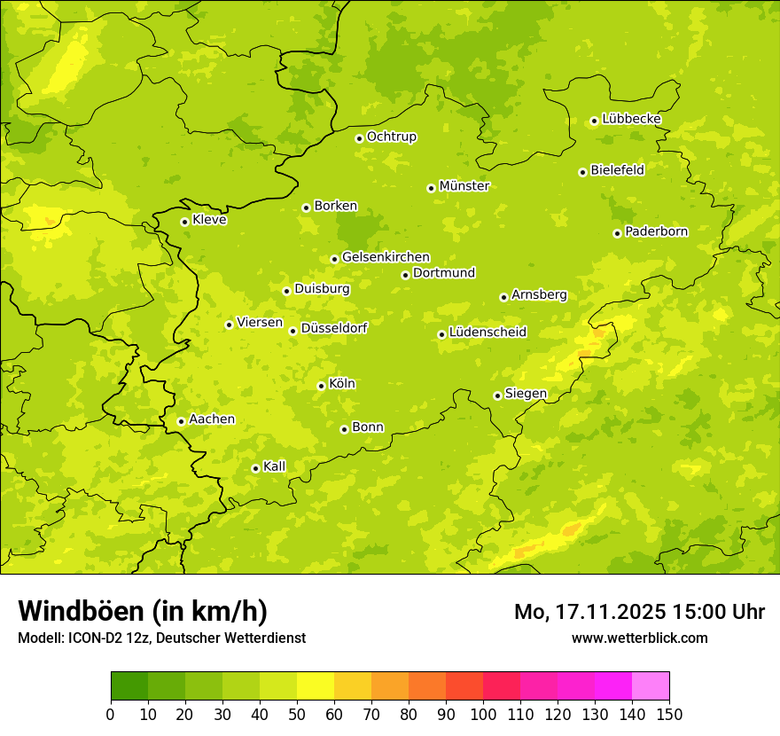 Modellkarten Windgeschwindigkeit