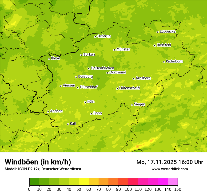 Modellkarten Windgeschwindigkeit