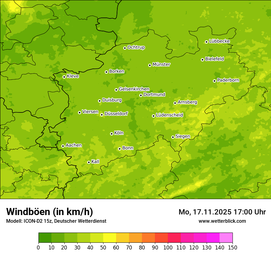 Modellkarten Windgeschwindigkeit