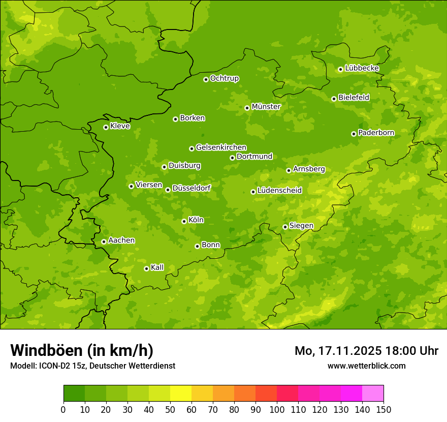 Modellkarten Windgeschwindigkeit