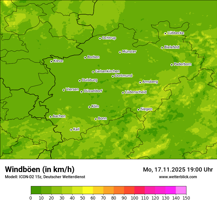 Modellkarten Windgeschwindigkeit
