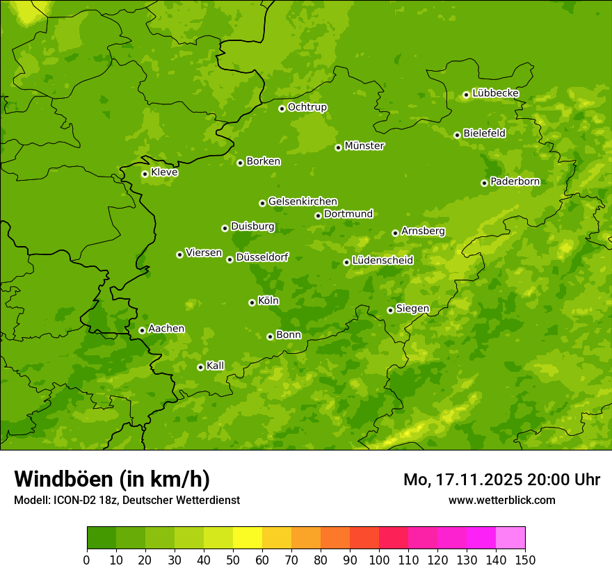 Modellkarten Windgeschwindigkeit