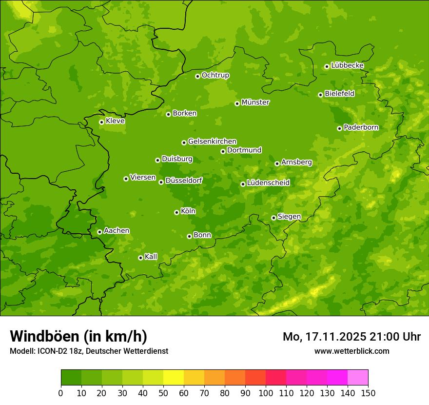 Modellkarten Windgeschwindigkeit