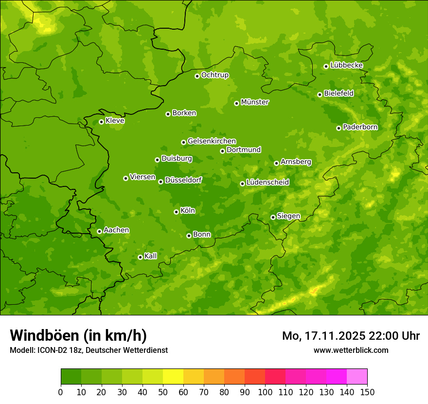 Modellkarten Windgeschwindigkeit