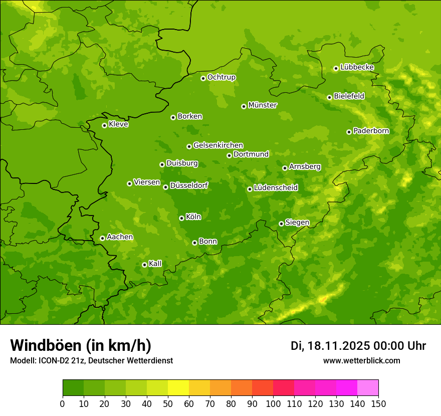 Modellkarten Windgeschwindigkeit
