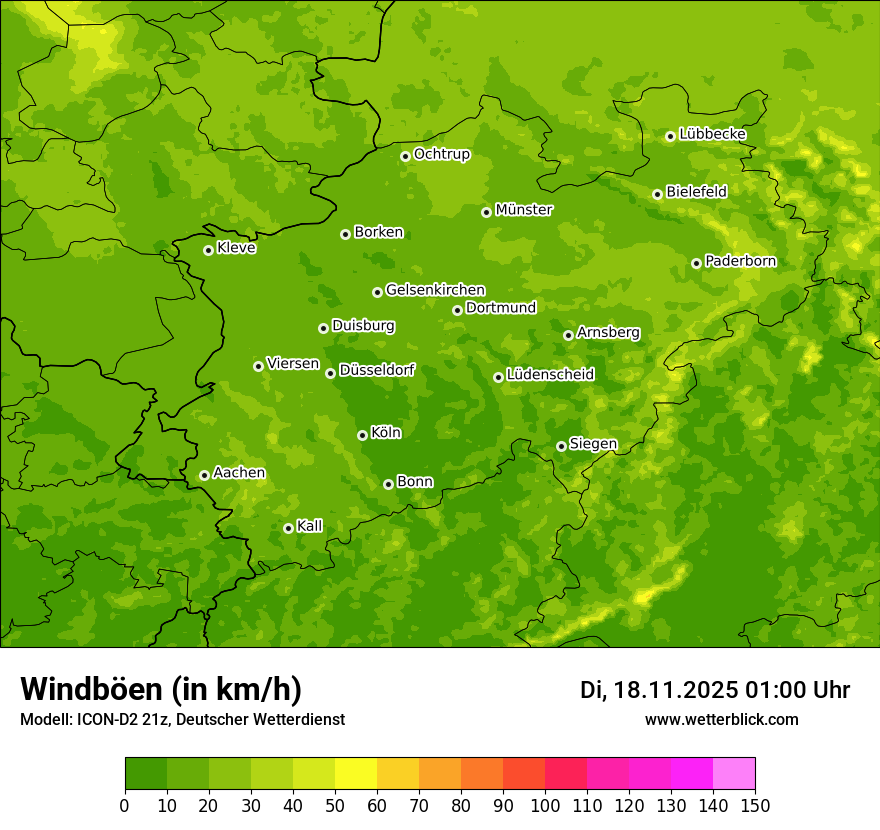 Modellkarten Windgeschwindigkeit