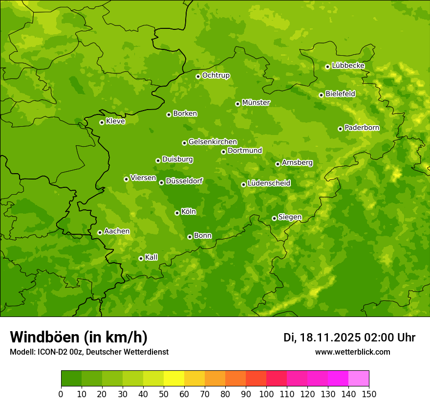 Modellkarten Windgeschwindigkeit
