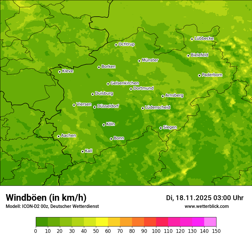 Modellkarten Windgeschwindigkeit