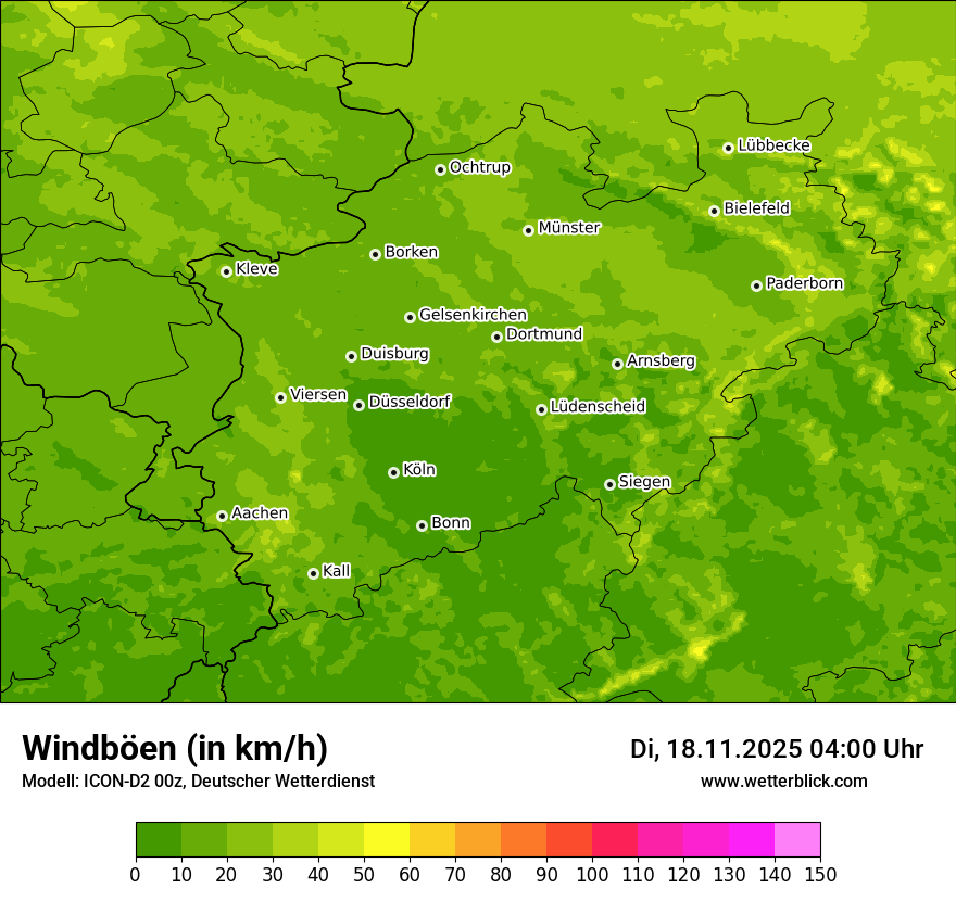 Modellkarten Windgeschwindigkeit