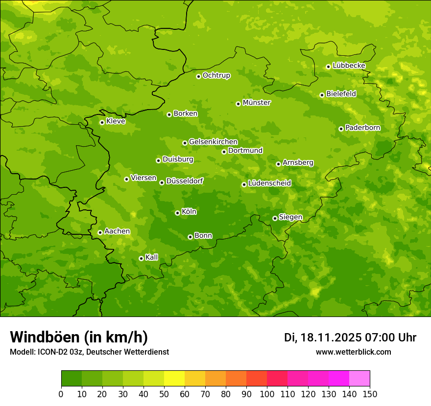Modellkarten Windgeschwindigkeit
