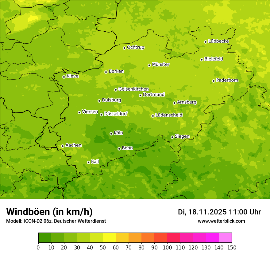 Modellkarten Windgeschwindigkeit