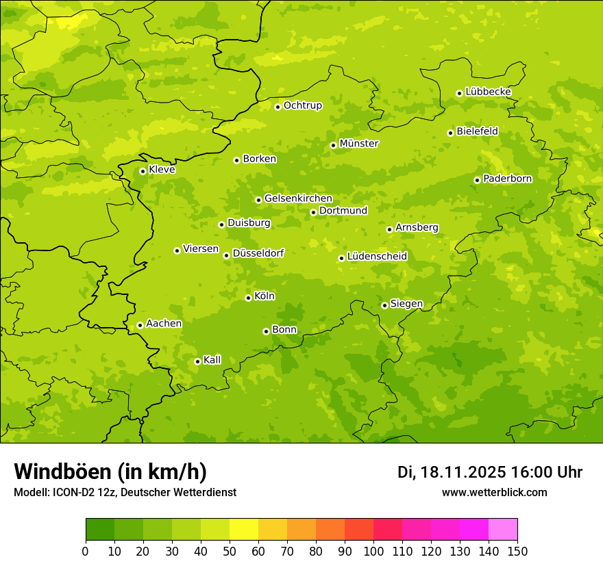Modellkarten Windgeschwindigkeit