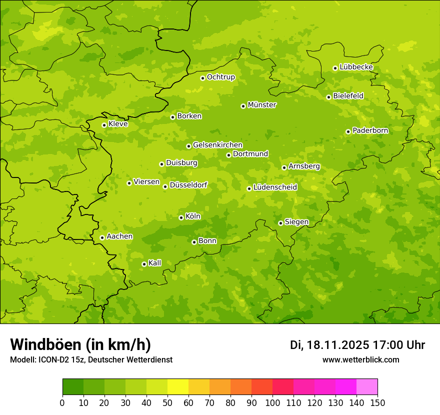 Modellkarten Windgeschwindigkeit