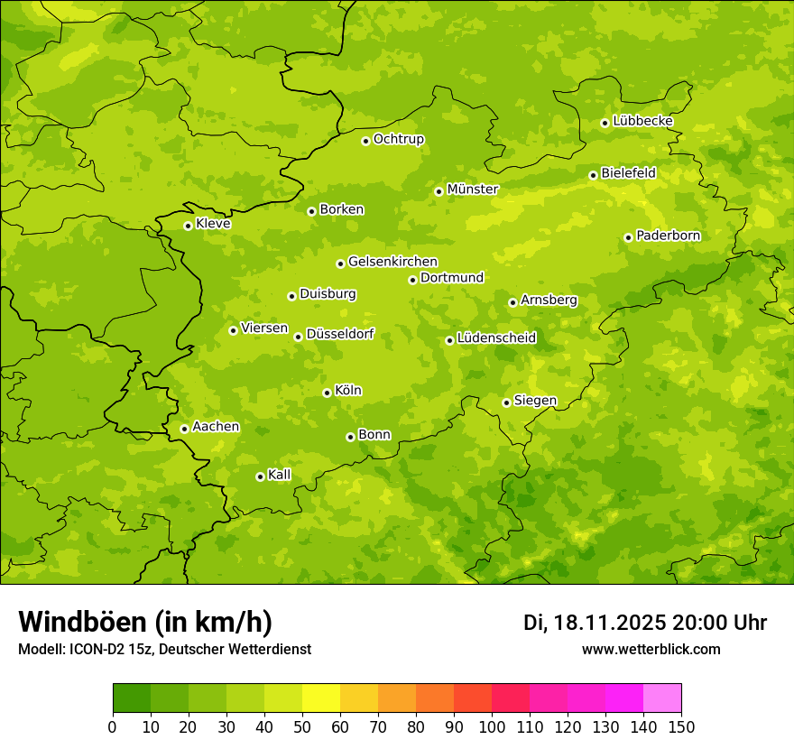 Modellkarten Windgeschwindigkeit