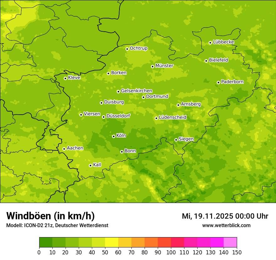 Modellkarten Windgeschwindigkeit