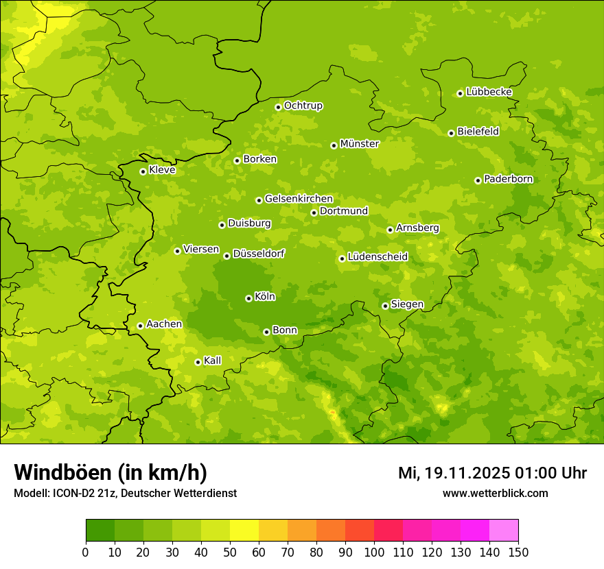 Modellkarten Windgeschwindigkeit