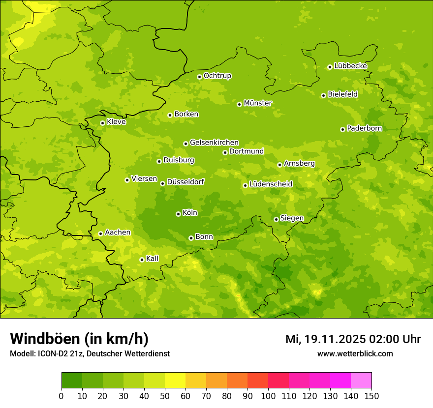 Modellkarten Windgeschwindigkeit