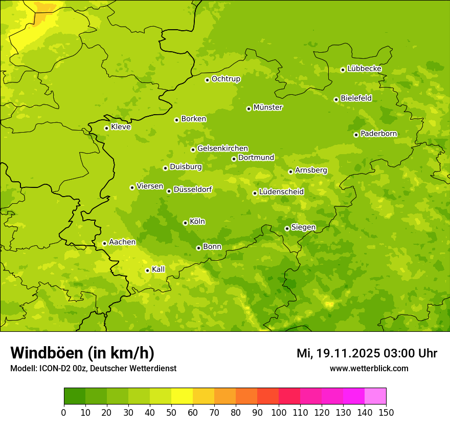 Modellkarten Windgeschwindigkeit