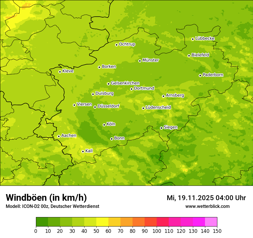 Modellkarten Windgeschwindigkeit