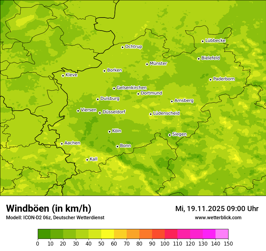 Modellkarten Windgeschwindigkeit