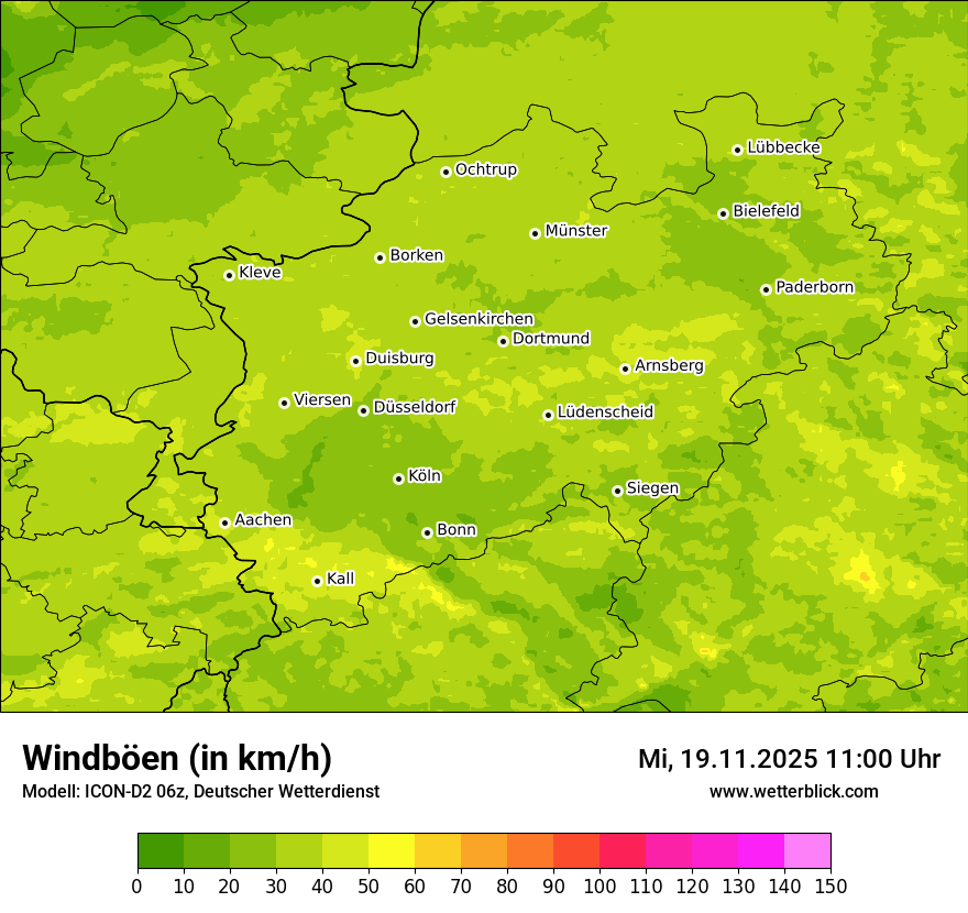 Modellkarten Windgeschwindigkeit