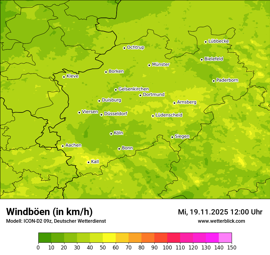 Modellkarten Windgeschwindigkeit