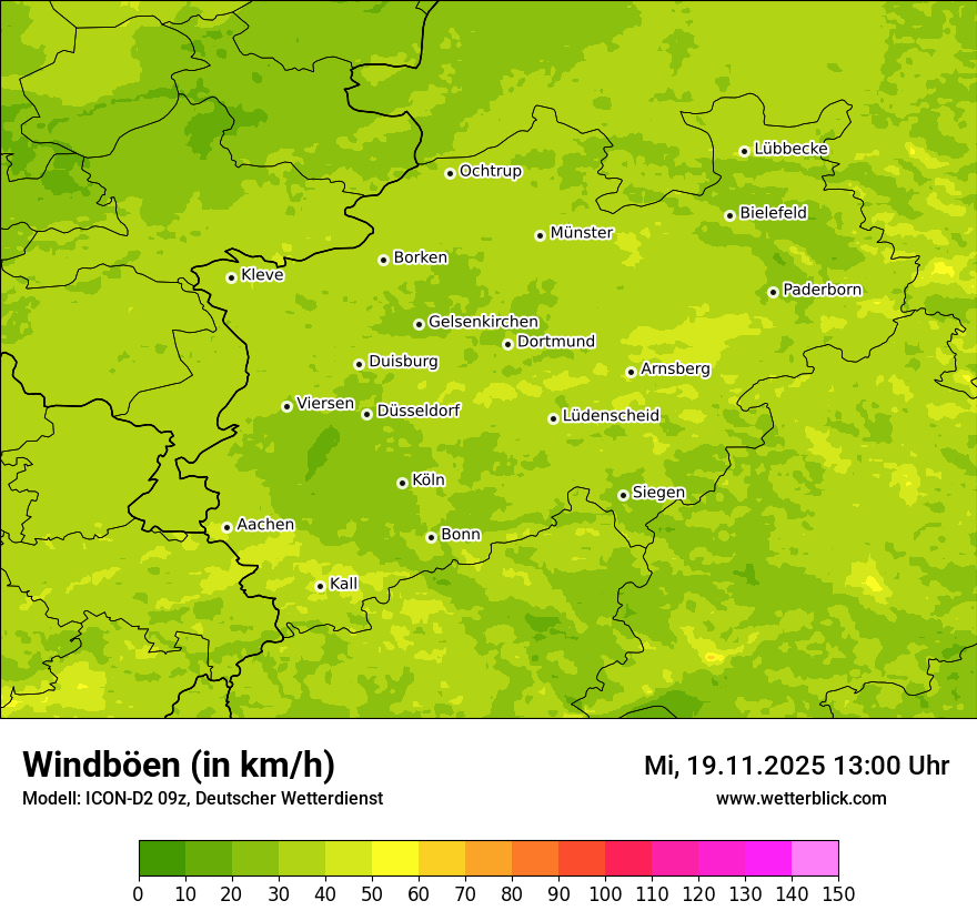 Modellkarten Windgeschwindigkeit