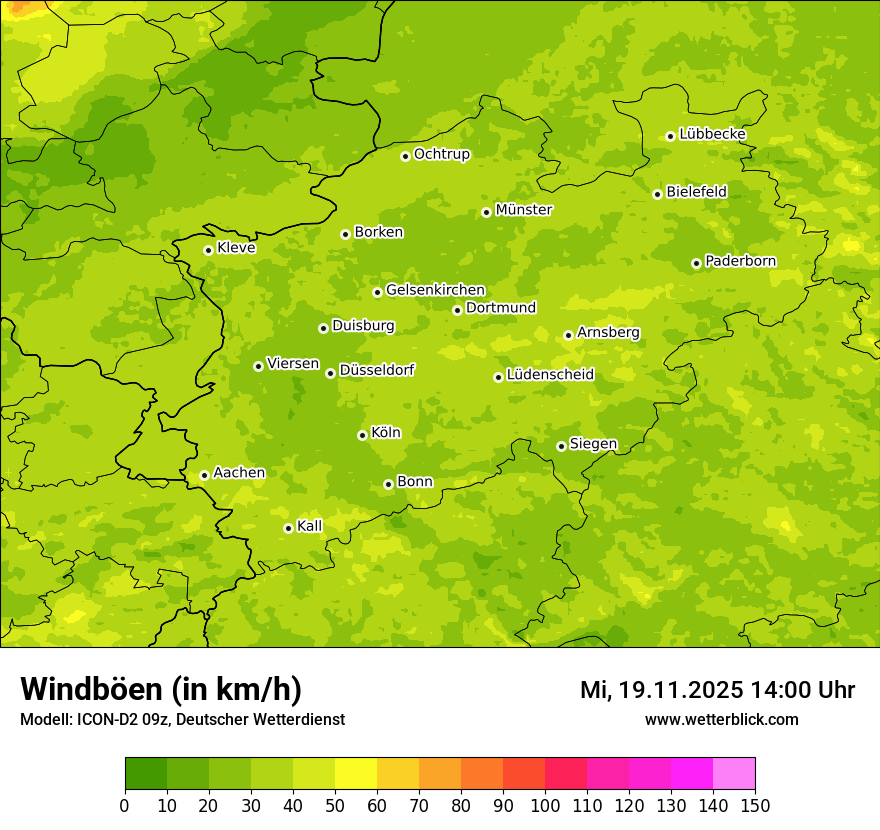 Modellkarten Windgeschwindigkeit