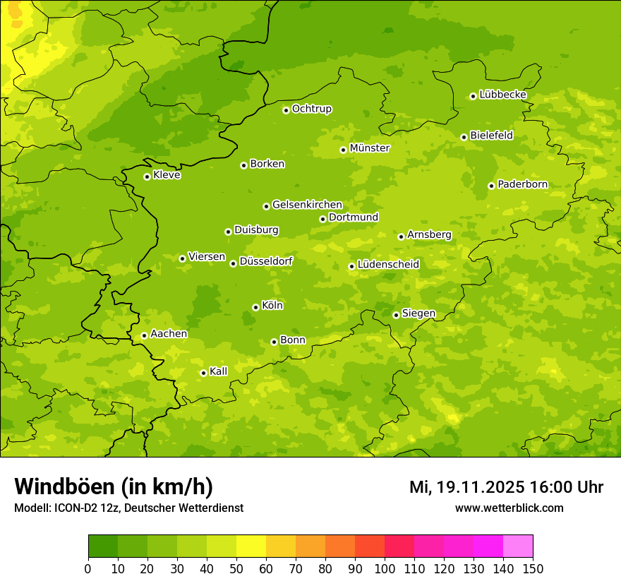 Modellkarten Windgeschwindigkeit
