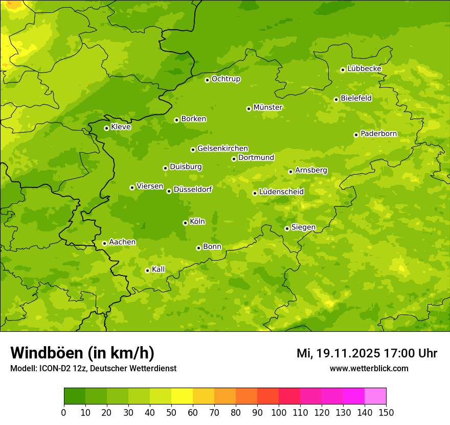 Modellkarten Windgeschwindigkeit