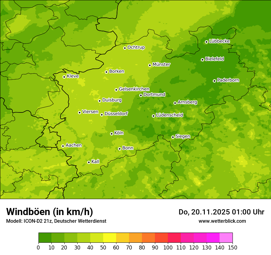 Modellkarten Windgeschwindigkeit