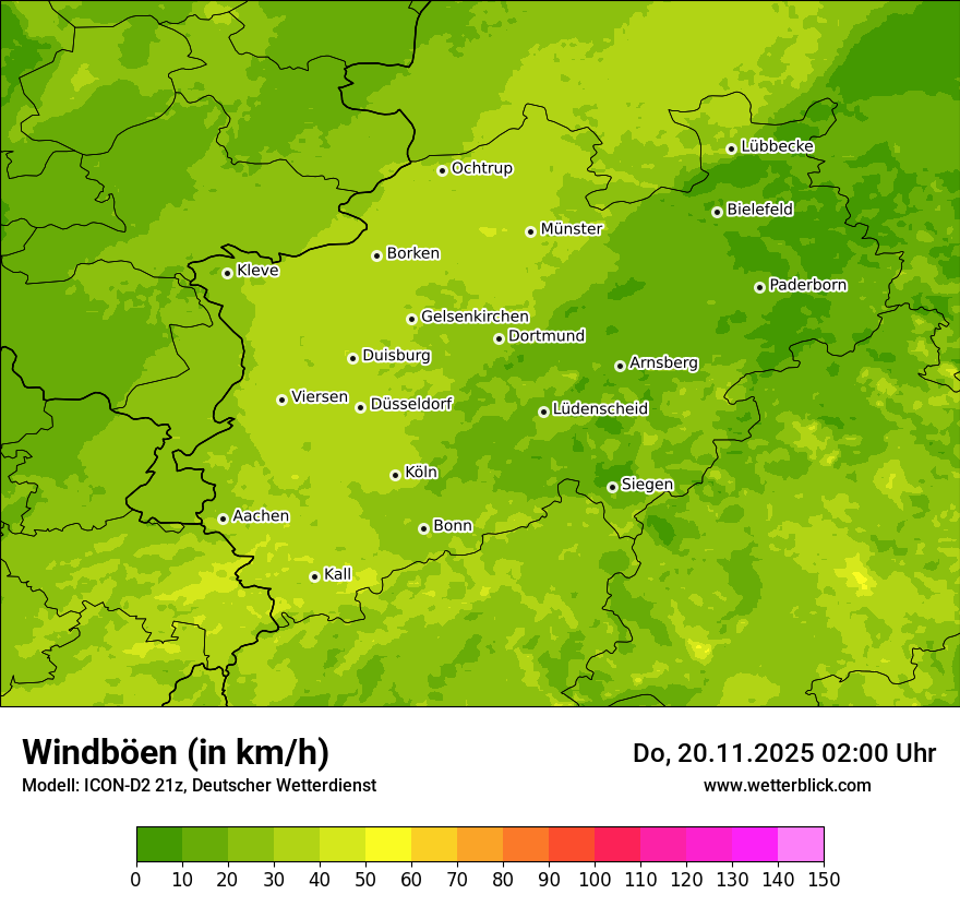 Modellkarten Windgeschwindigkeit