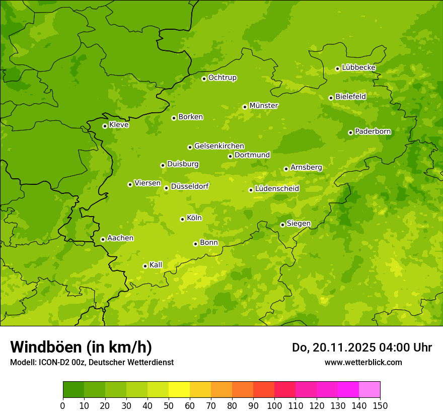 Modellkarten Windgeschwindigkeit