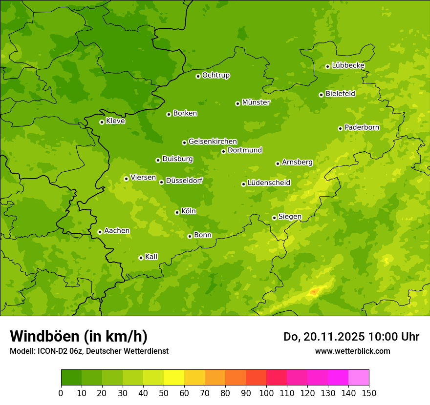 Modellkarten Windgeschwindigkeit